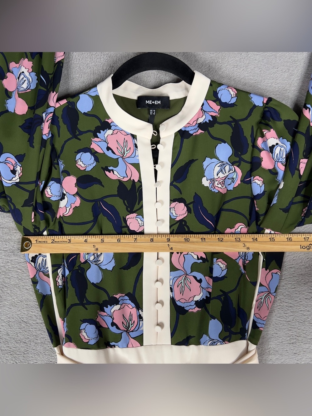 ME+EM Rose Print Panelled Midi Dress Women's Size 6 Floral Button Lined Pockets - Picture 10 of 14